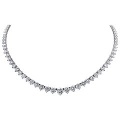10 Carat Diamond Tennis Riviera Necklace 18 Karat F Color VS Clarity