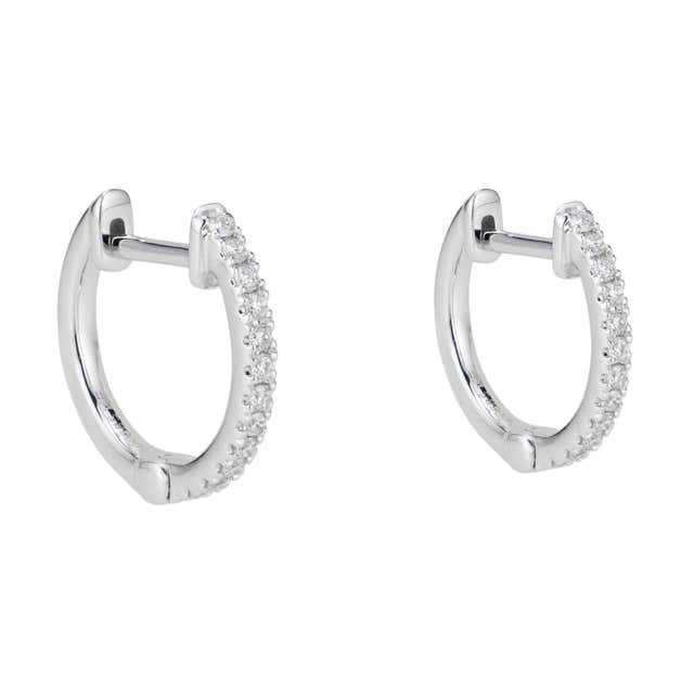 .13 Carat Diamond White Gold Huggie Earrings at 1stDibs