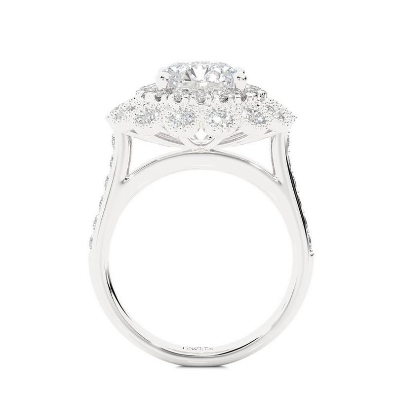 Round Cut 1.3 Carat Diamonds Vow Collection Ring in 14K White Gold For Sale