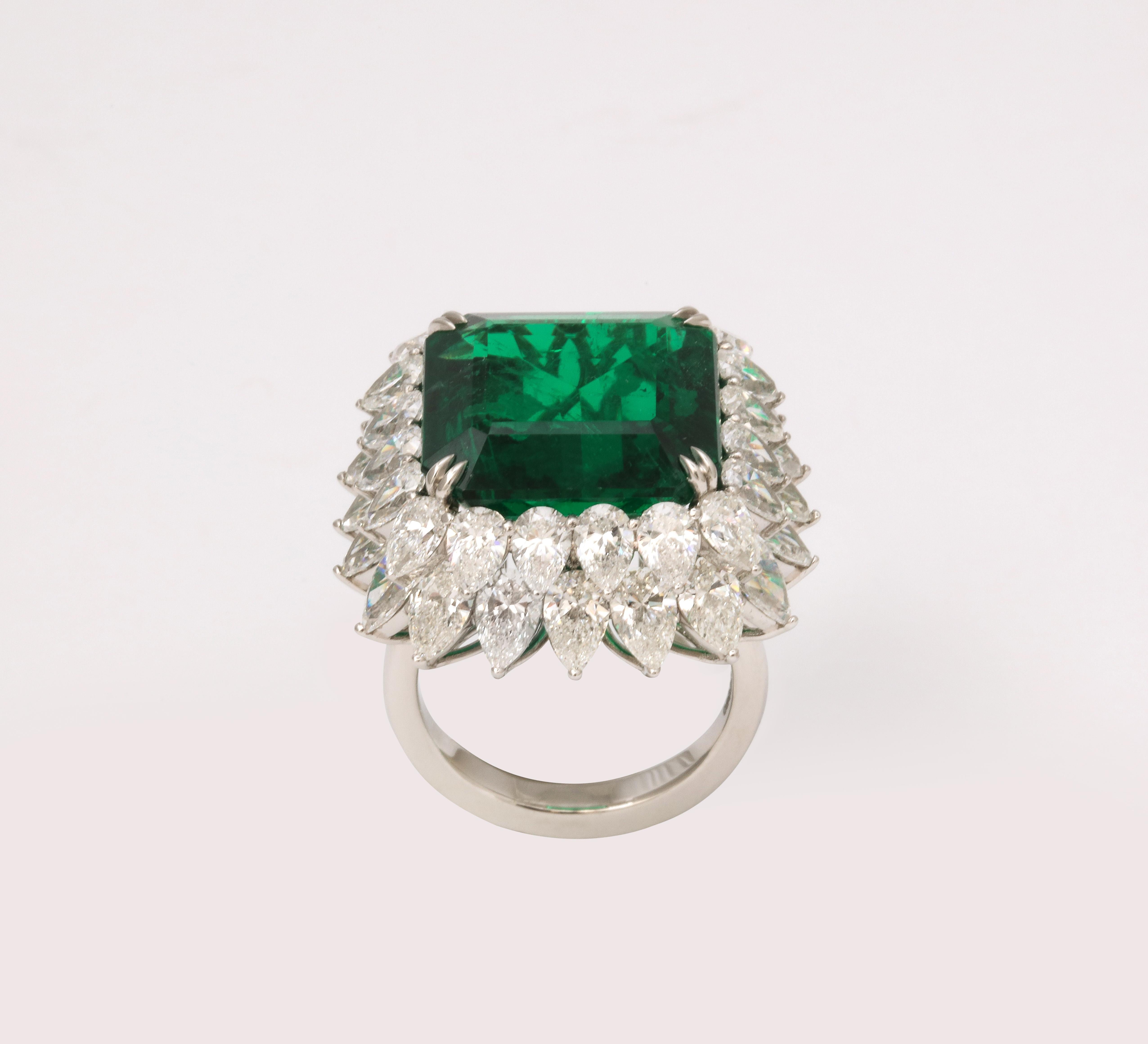 13 carat Emerald and Diamond Ring  For Sale 5