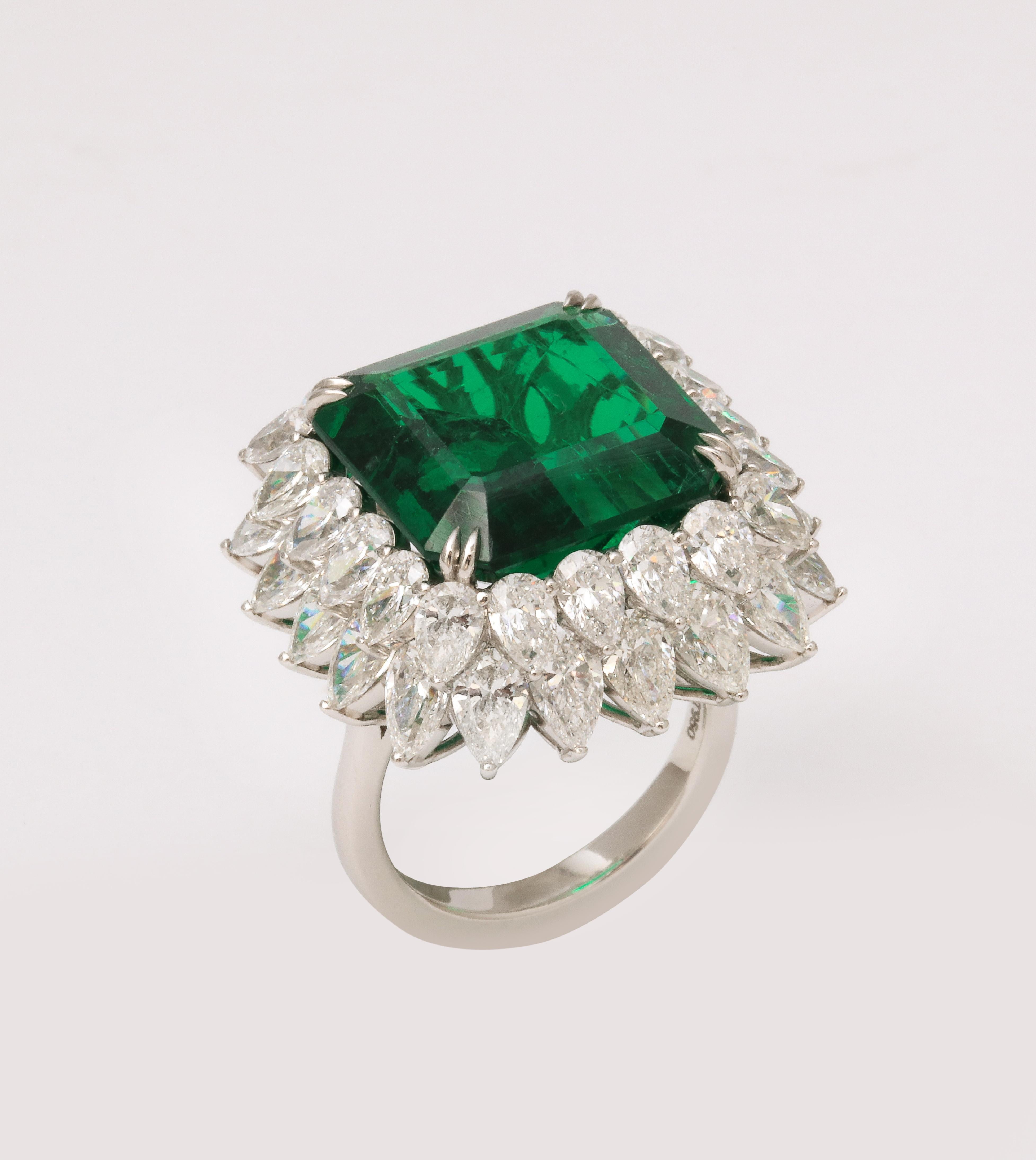 13 carat Emerald and Diamond Ring  For Sale 4