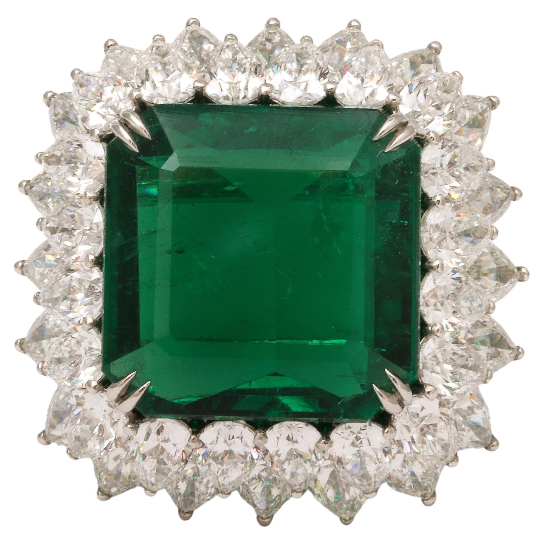 13 carat Emerald and Diamond Ring  For Sale