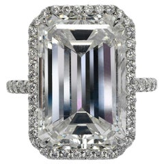 Anello di fidanzamento con diamante taglio smeraldo da 13 carati certificato F VS2