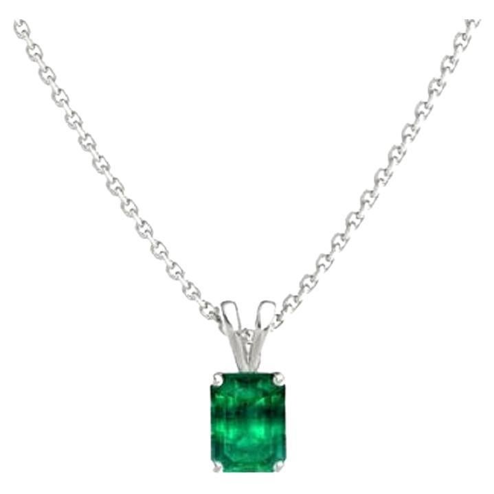 0.71 Carat Emerald Cut Emerald Pendant in 14K