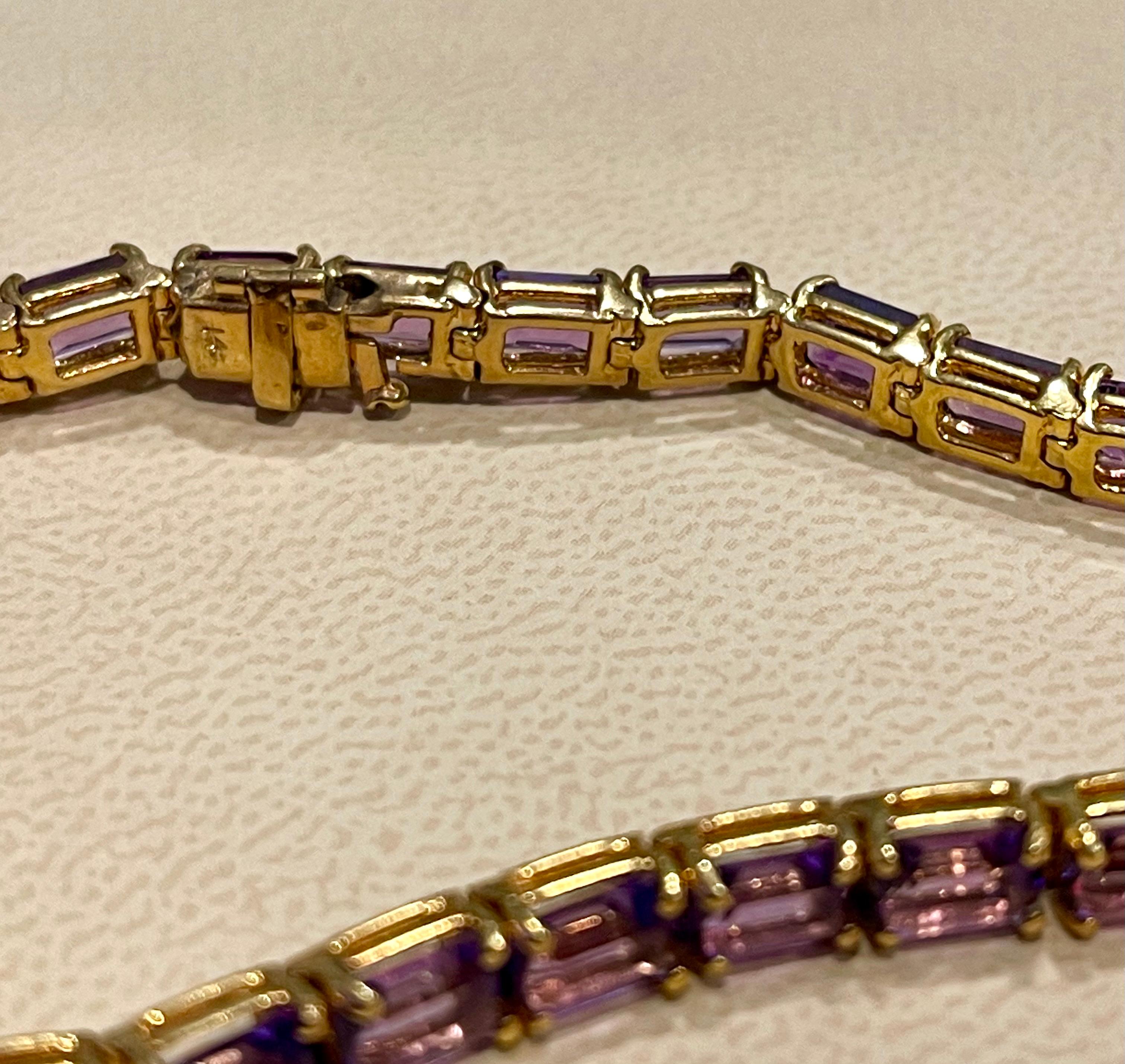 13 Carat Genuine Natural Amethyst Tennis Bracelet 14 Karat Yellow Gold For Sale 3