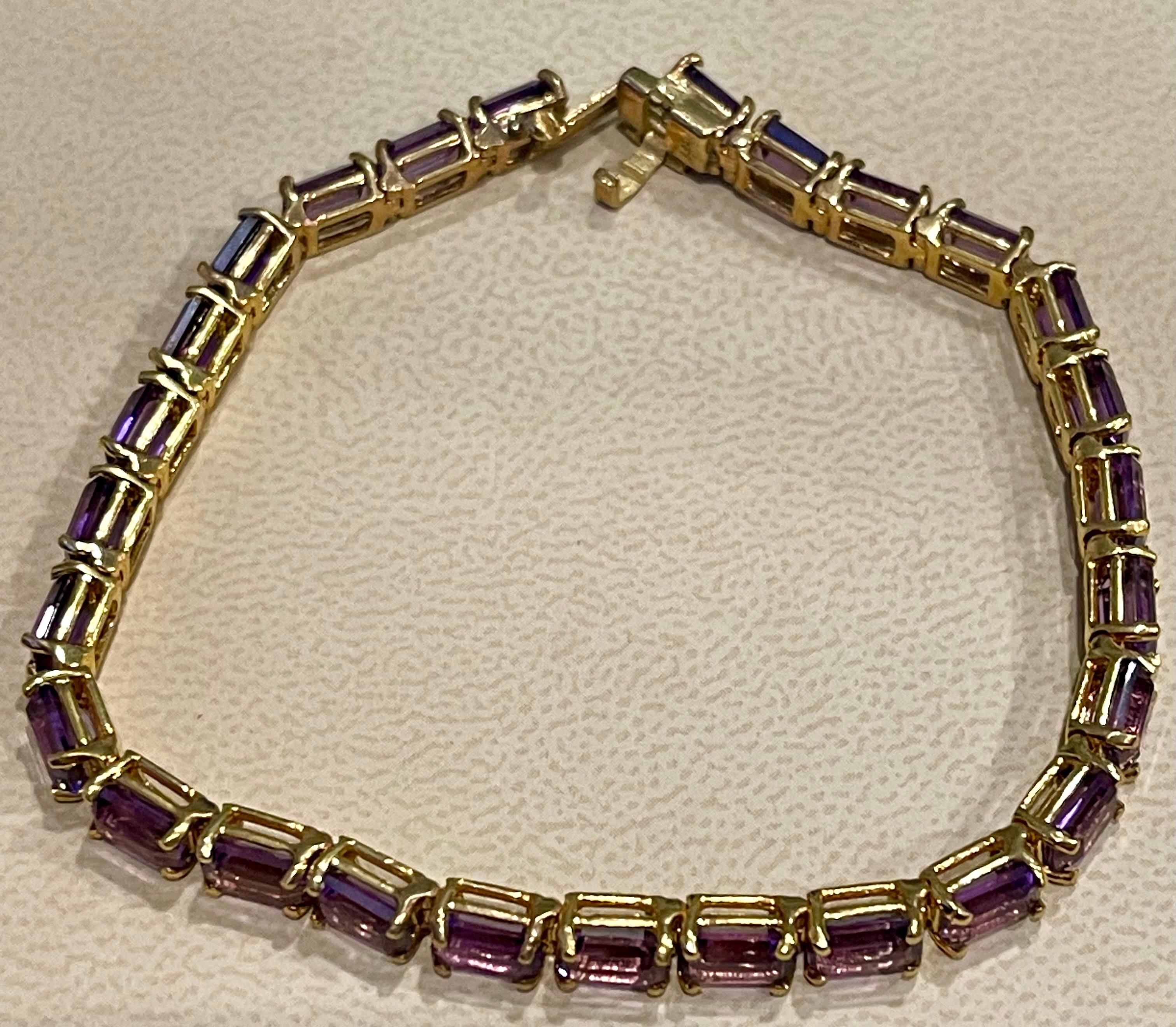 13 Carat Genuine Natural Amethyst Tennis Bracelet 14 Karat Yellow Gold For Sale 6