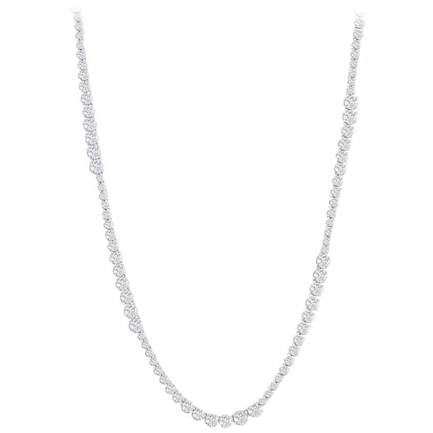 13 Carat Graduated Diamond Necklace  For Sale