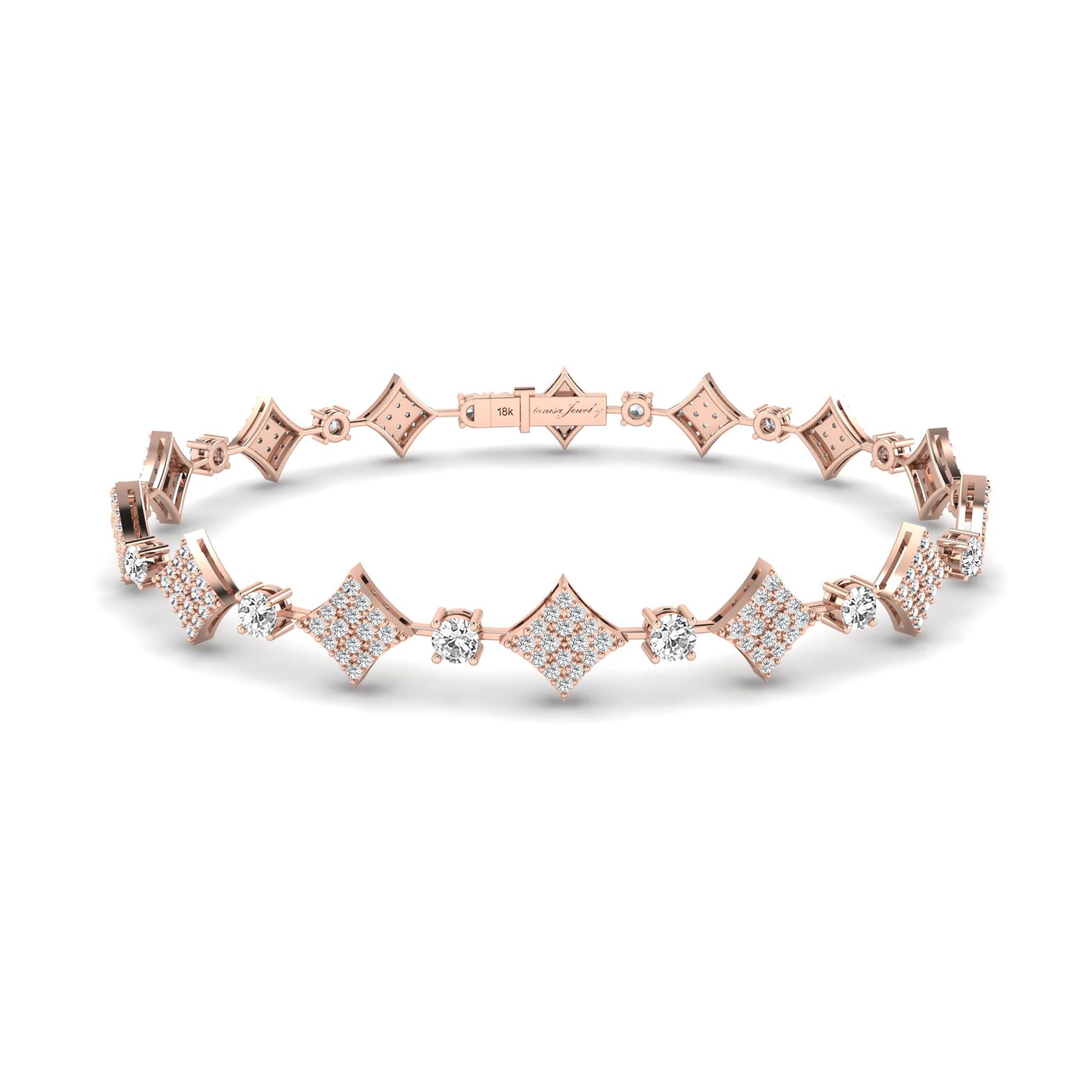 Tanisa Nahata Diamant 1.30ct. Bracelet tennis carré en 18 carats Neuf - En vente à Hong Kong, HK