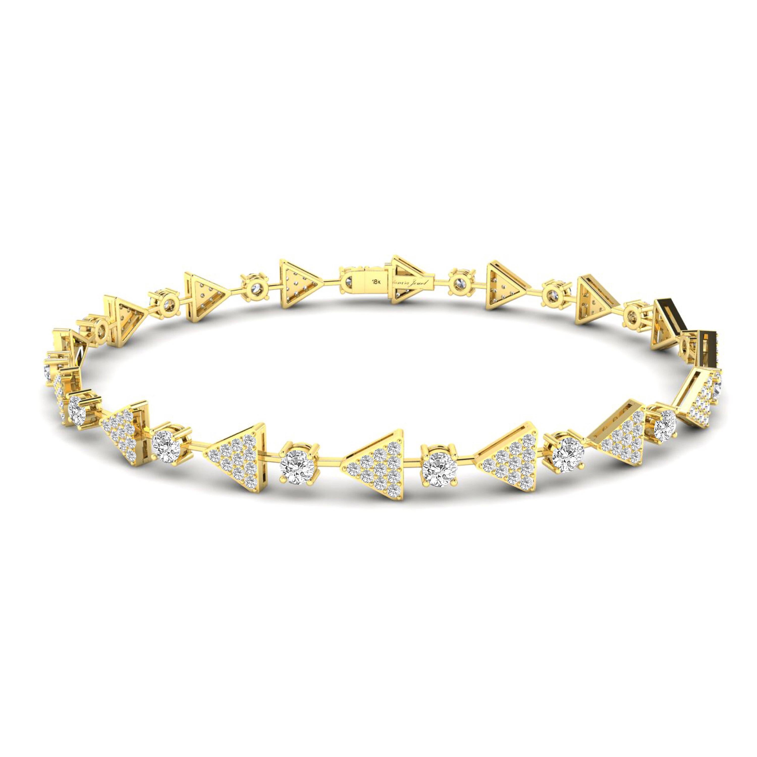 1,3 Karat GVS Diamant-Dreieck-Tennisarmband aus 18 Karat Weißgold im Zustand „Neu“ im Angebot in Hong Kong, HK