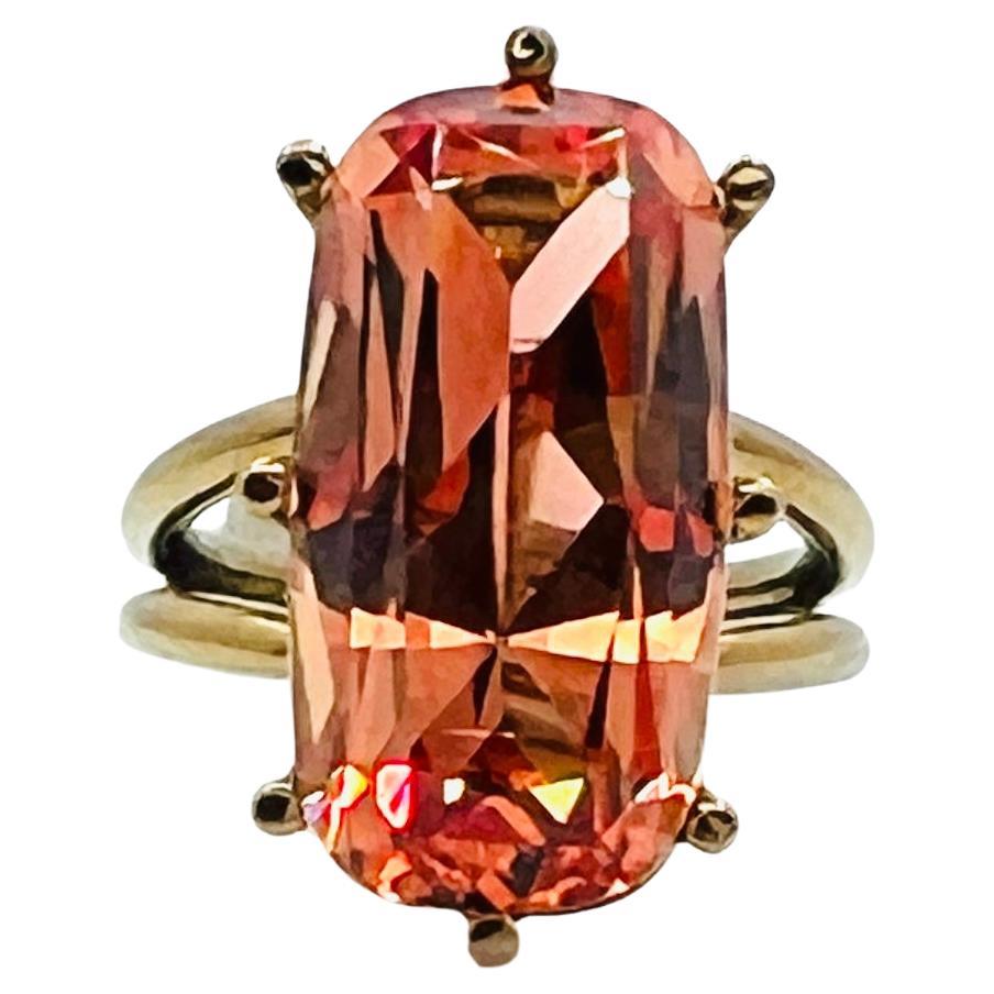 13 Carat Imperial Topaz Cushion Split Shank Ring in Titanium For Sale