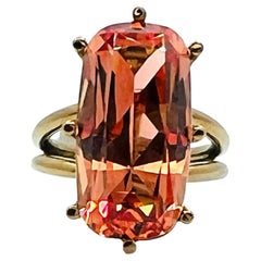 13 Carat Imperial Topaz Cushion Split Shank Ring in Titanium