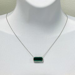 13 Carat Indicolite Tourmaline and White Diamond Pendant Necklace in Platinum