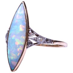 1.30 Carat Marquise Cut Opal Diamond 18 Karat Gold Ring