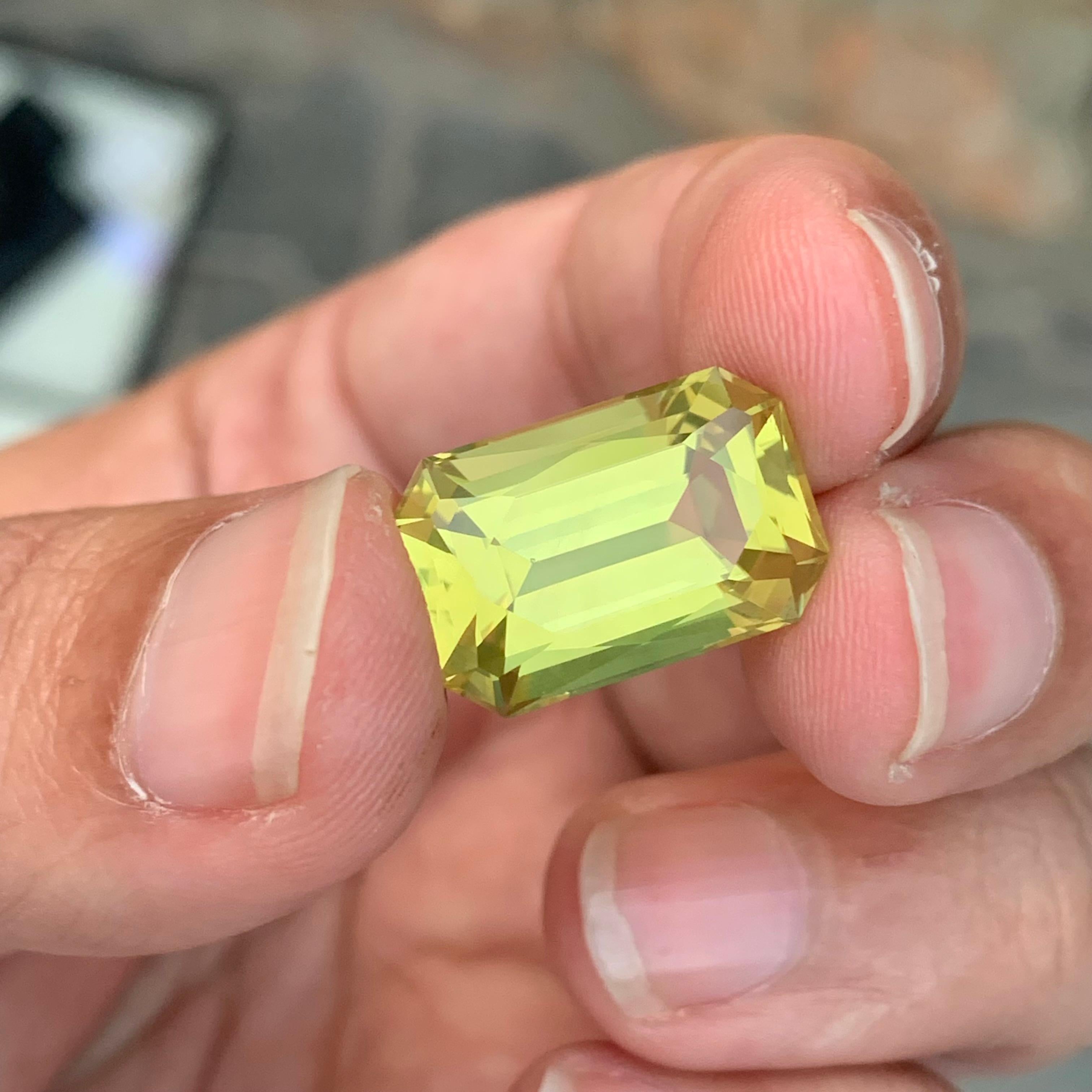 13 Karat natürlicher loser Zitronenquarz Smaragd Form Edelstein im Angebot 5