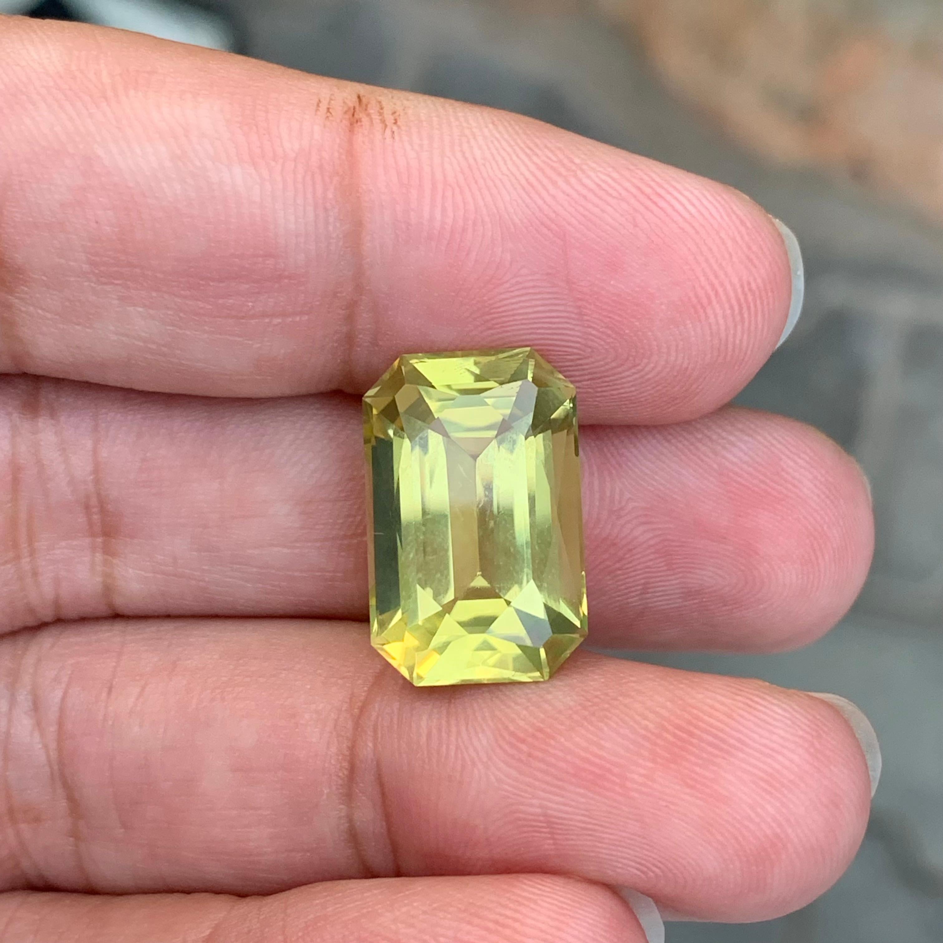13 Karat natürlicher loser Zitronenquarz Smaragd Form Edelstein im Angebot 6