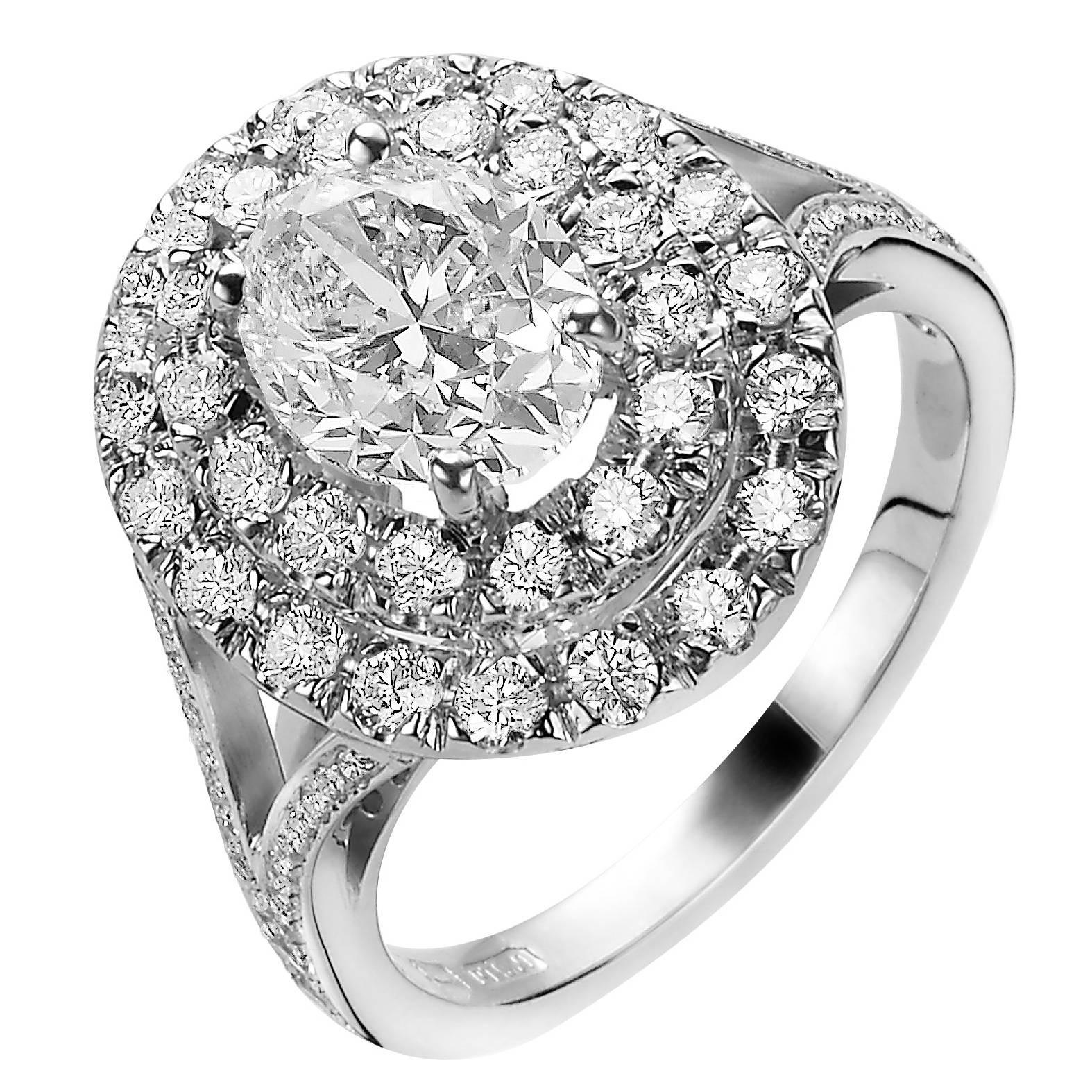 1.3 Carat Oval Diamond Van der Veken Cluster Ring For Sale