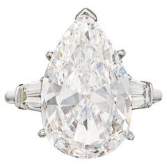13 Carat Pear Statement Brilliant White / G color VS 14K White Gold Diamond Ring