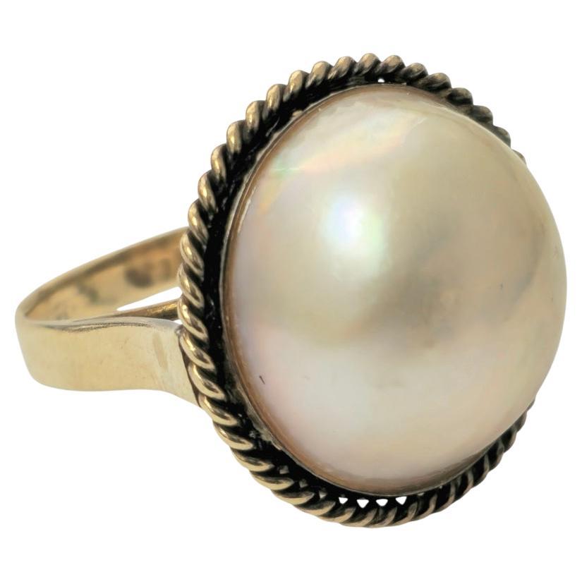 13 Carat Pearl Set in 18k Yellow Gold Ring