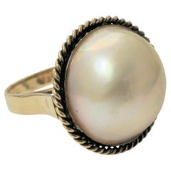 13 Carat Pearl Set in 18k Yellow Gold Ring
