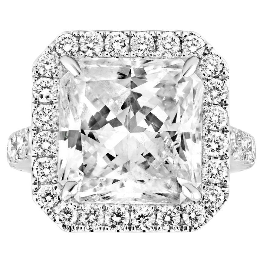 13 Carat Radiant Cut Diamond Engagement Ring Certified For Sale