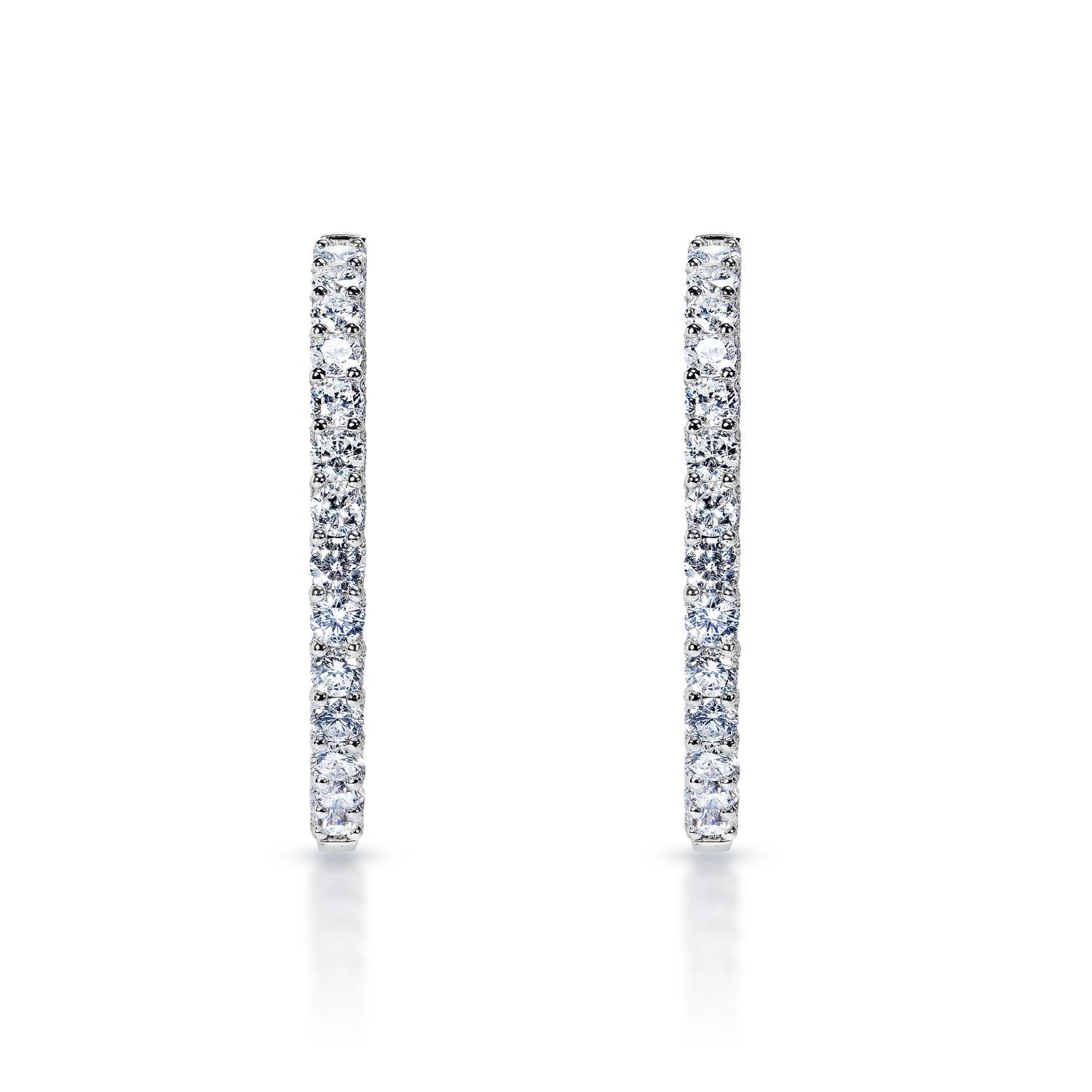 Round Cut 13 Carat Round Brilliant Diamond Hoop Earrings Certified For Sale