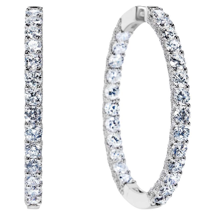 13 Carat Round Brilliant Diamond Hoop Earrings Certified For Sale