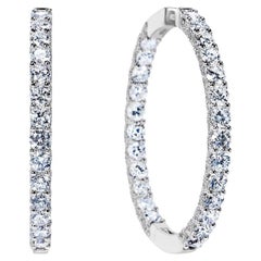 Used 13 Carat Round Brilliant Diamond Hoop Earrings Certified
