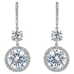 13 Carat Round Brilliant Diamond Huggie Dangle Earrings Certified I - K SI1 VS1