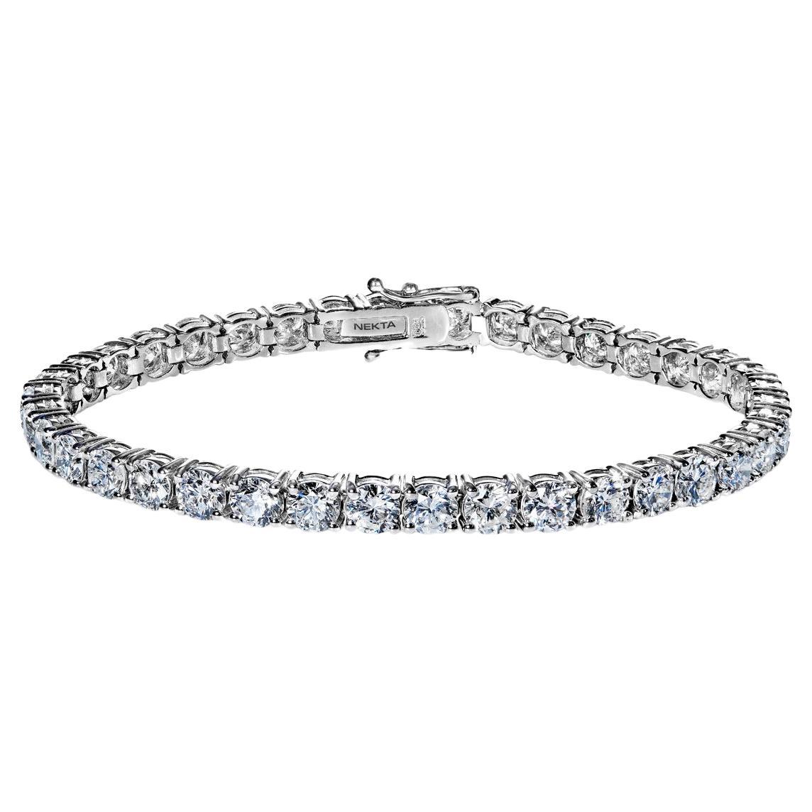 13 Carat Round Brilliant Diamond Single Row Bracelet Certified For Sale
