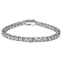 13 Karat Runder Brillant Einreihiges Diamant-Tennisarmband Zertifiziert