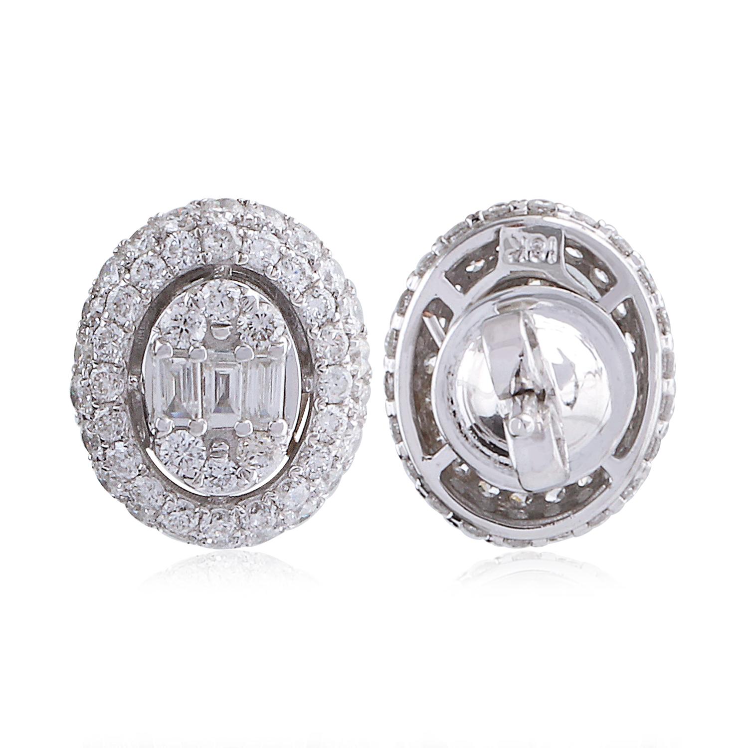 Item Code :- CN-24965
Gross Wet. :- 3.25 gm
18k White Gold Wet. :- 2.98 gm
Diamond Wet. :- 1.35 Carat ( AVERAGE DIAMOND CLARITY SI1-SI2 & COLOR H-I )
Earrings Size :- 12.02 x 10.07 x 3.93 mm approx.
✦ Sizing
.....................
We can adjust most