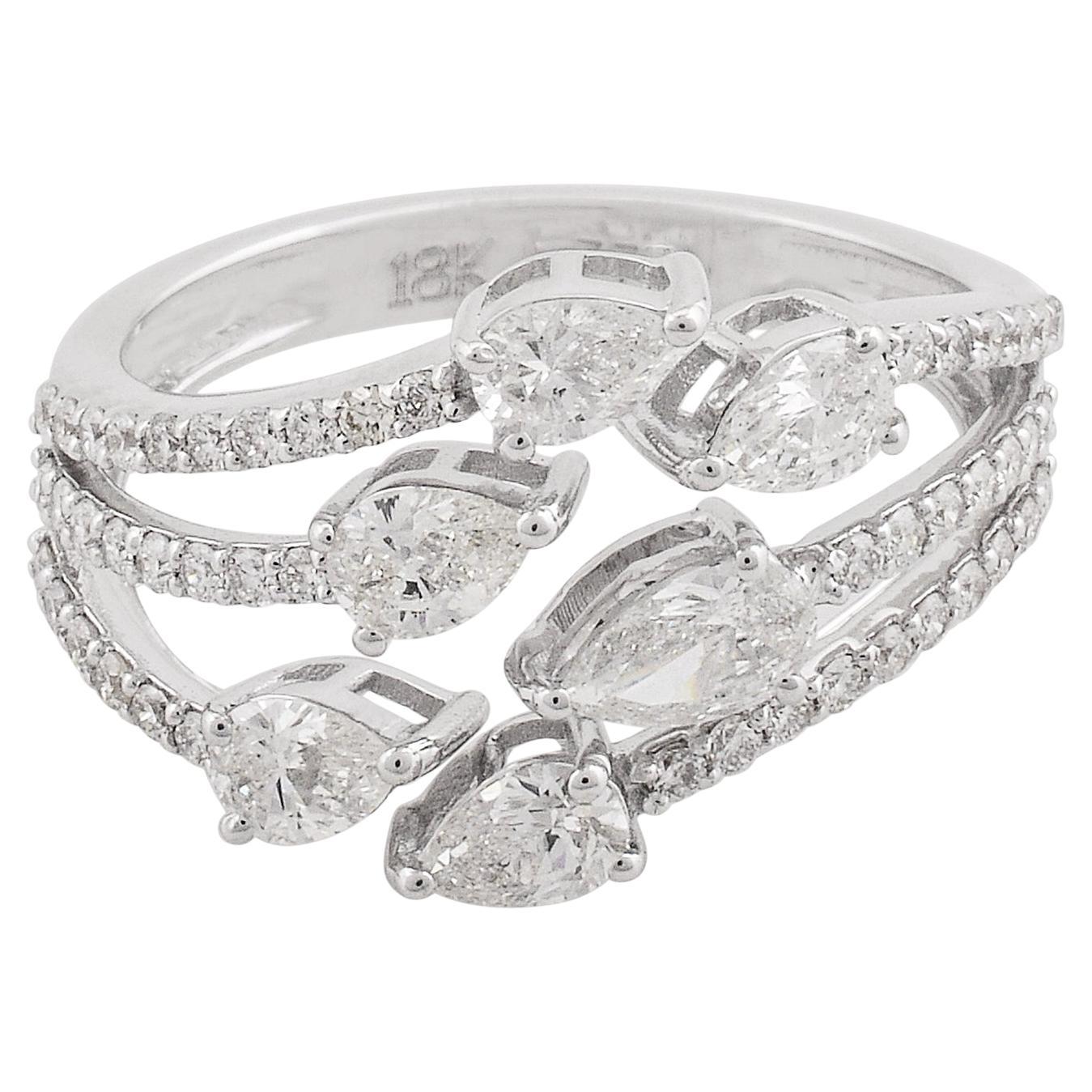 Anello con diamante a pera da 1,3 carati SI Clarity HI Color Gioielli in oro bianco 18 carati in vendita
