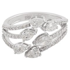 Anello con diamante a pera da 1,3 carati SI Clarity HI Color Gioielli in oro bianco 18 carati