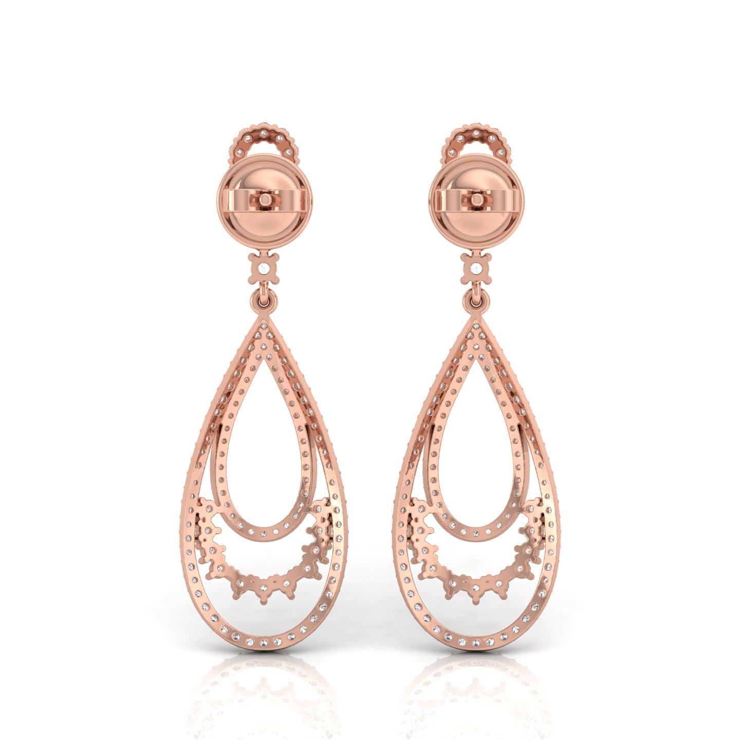 Item Code :- SEE-1002
Gross Wt. :- 4.92 gm
18k Rose Gold Wt. :- 4.66 gm
Diamond Wt. :- 1.30 Ct. ( AVERAGE DIAMOND CLARITY SI1-SI2 & COLOR H-I )
Earrings Size :- 40 x 13 mm approx.

Engagement Gift, Bridal Shower Gift, Women Gift, Gift for Mom, Gift