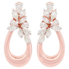 Orecchini pendenti con diamanti a forma di pera e marquise da 1,3 carati SI/HI Gioielli in oro rosa 14 carati