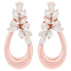 1.3 Carat SI/HI Pear Marquise Diamond Dangle Earrings 14 Karat Rose Gold Jewelry