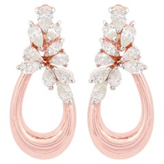 Natural SI Clarity HI Color Multi Diamond Dangle Earrings 18 Karat Rose Gold