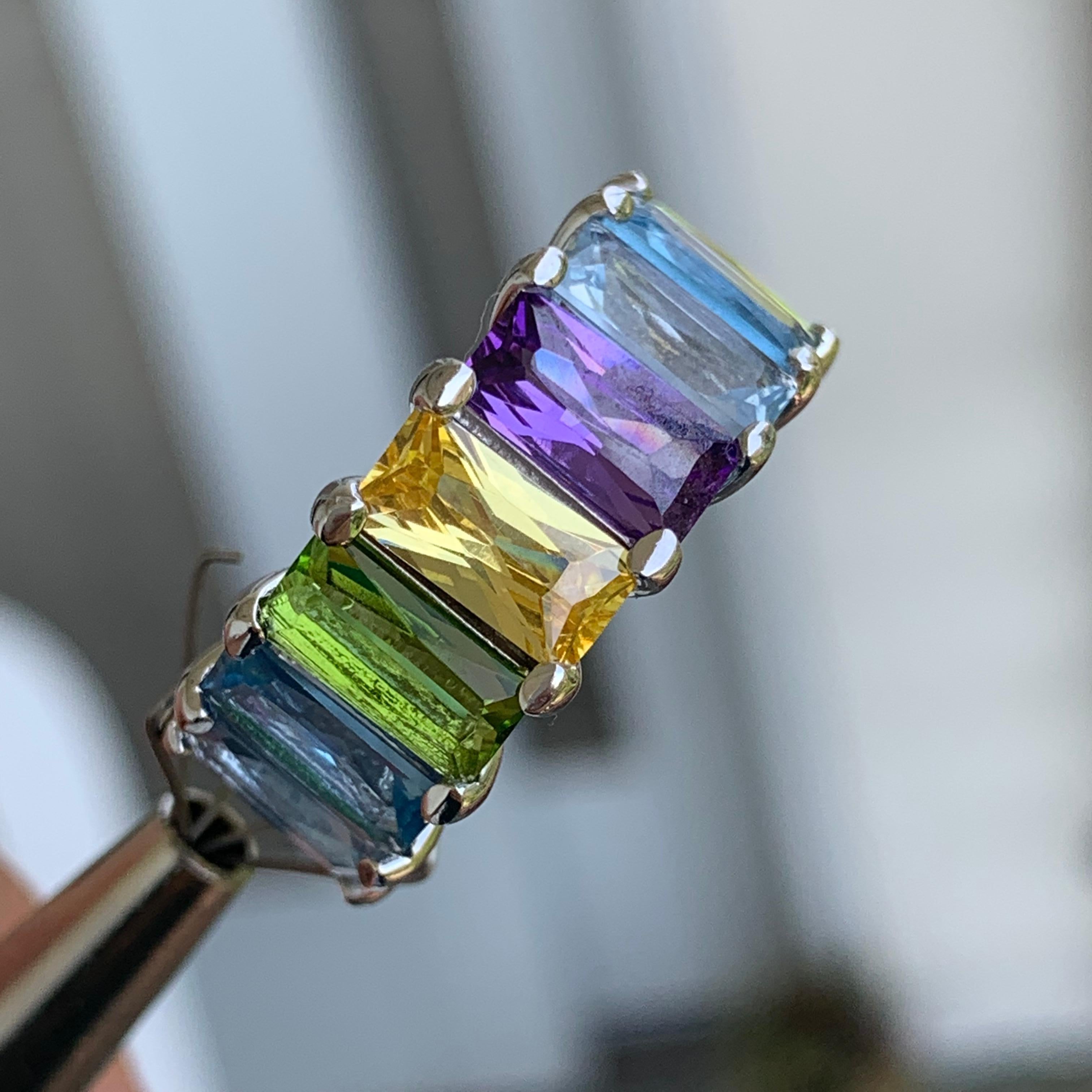 13 Carat Total Approximate Colored Gemstone Baguette Eternity Band, Ben Dannie 1