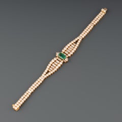 13 Carats Diamonds and 2 Carats Emerald Mouawad Bracelet