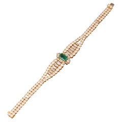 13 Carats Diamonds and 2 Carats Emerald Mouawad Bracelet