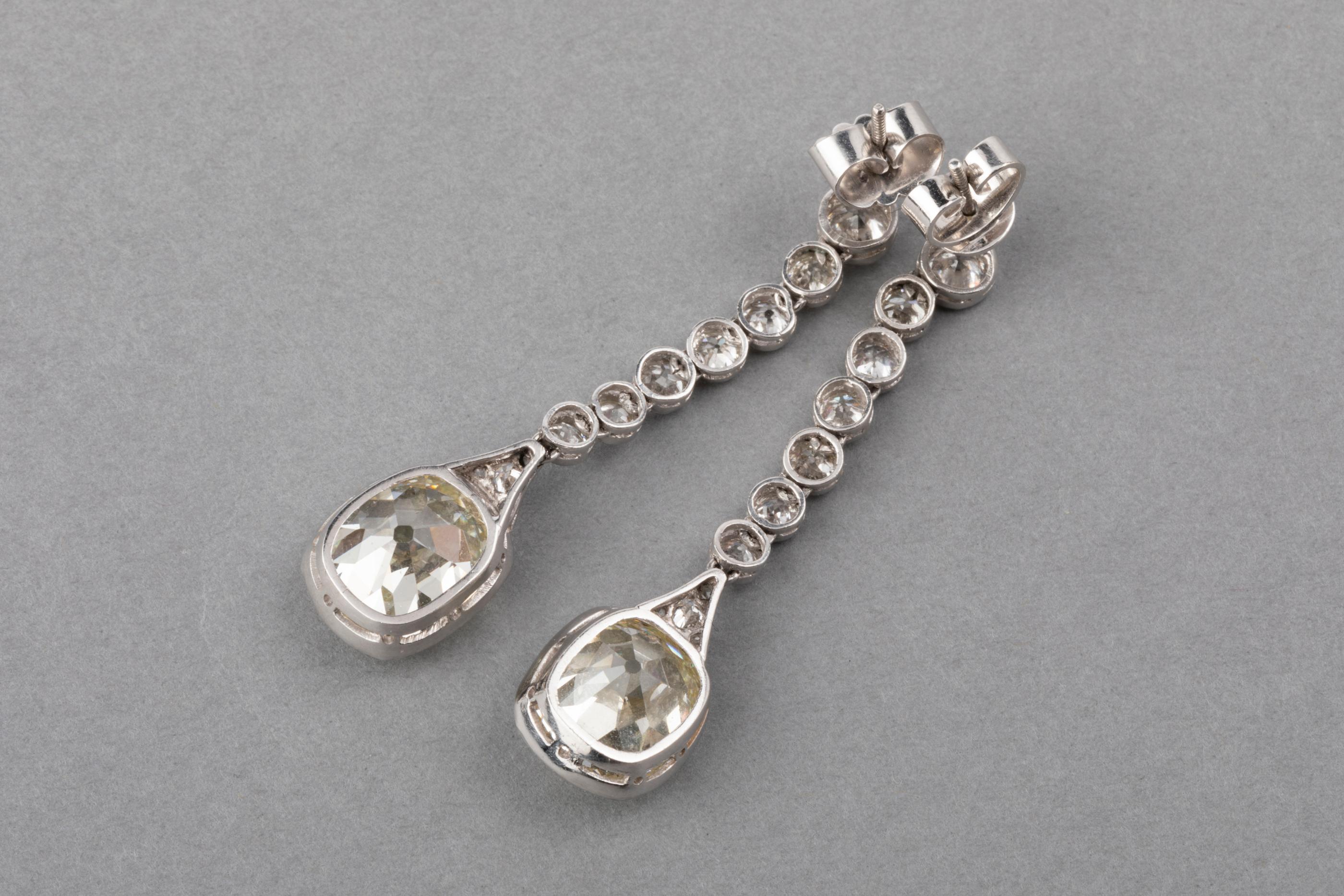 13 Carat Diamonds French Art Deco Earrings 3