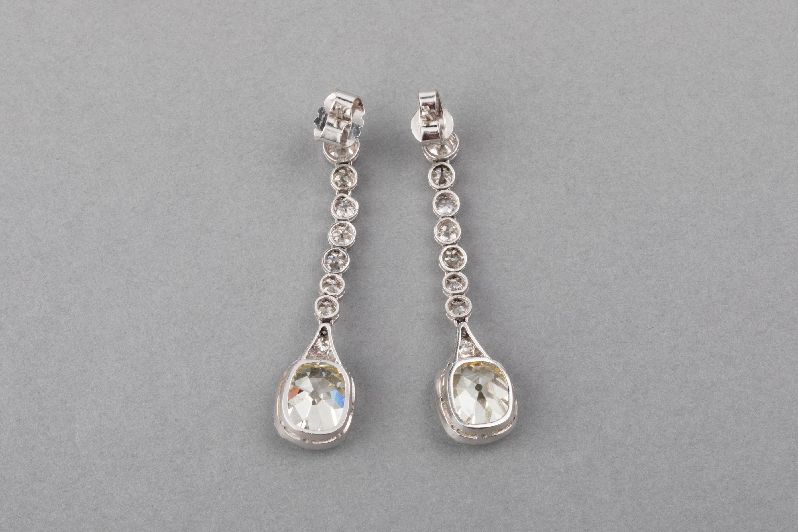 13 Carat Diamonds French Art Deco Earrings 4