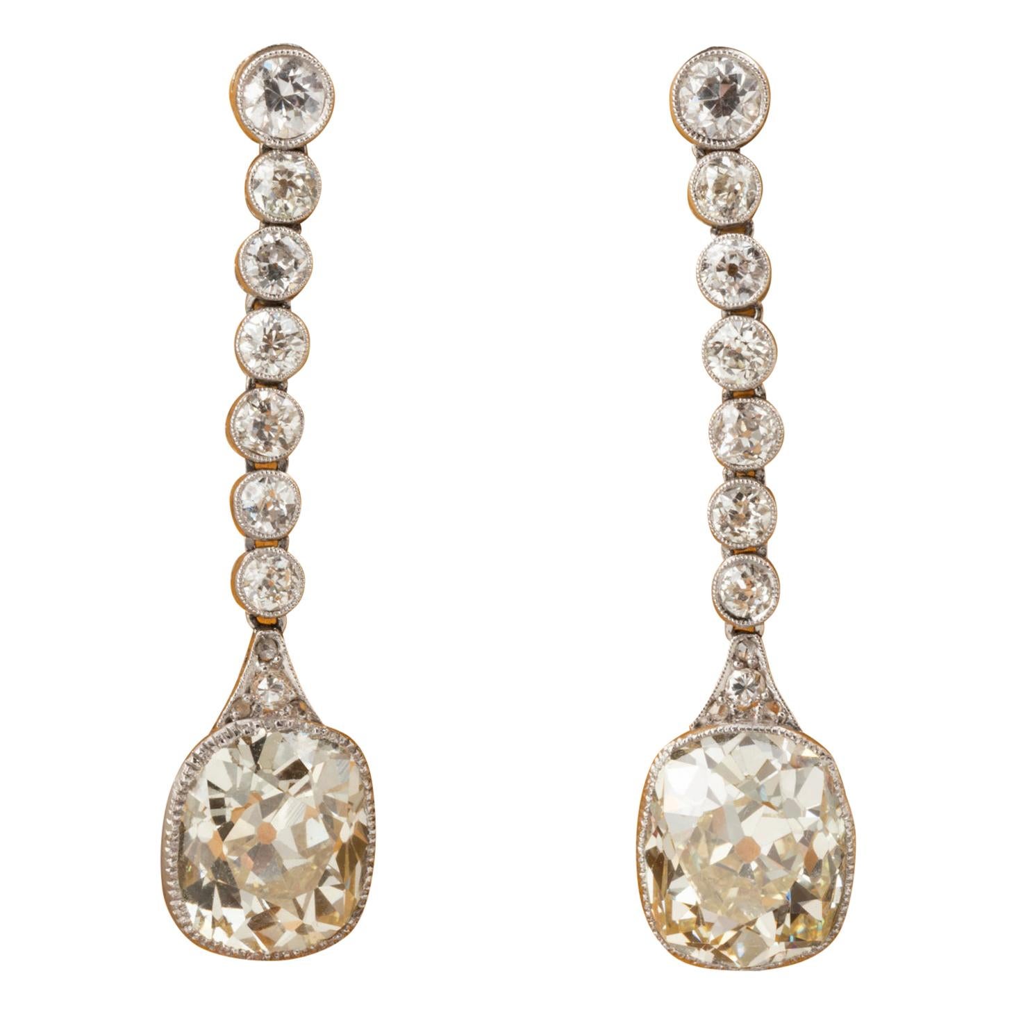 13 Carat Diamonds French Art Deco Earrings