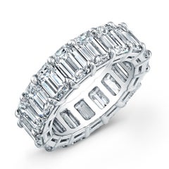 13 Carat Emerald Cut Diamond Eternity Band 18 Karat White Gold
