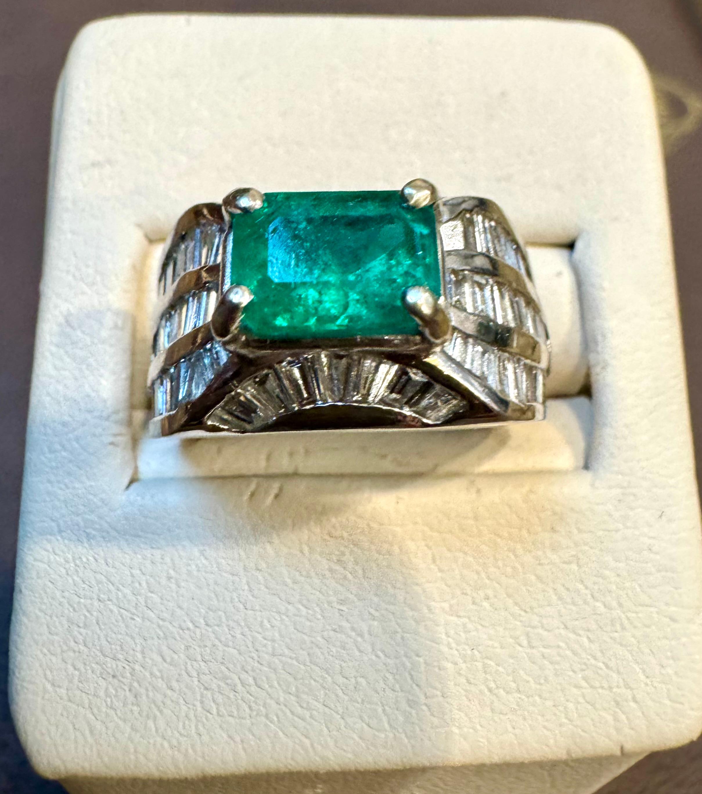 1.3 Karat kolumbianischer Smaragd im Smaragdschliff Smaragd & 1 Karat Diamant 14 Kt Weißgold Ring Größe 7 im Angebot 9