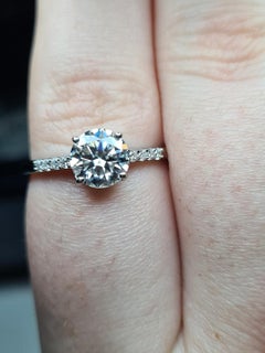 1.3 Cts Moissanite Round Solitaire Ring 925 Sterling Silver Women Ring For Gift.