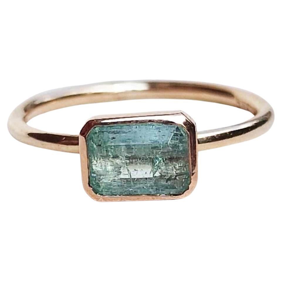 1.3 Cts Muzo Natural Emerald 14 ct. Peach Gold Ring For Sale