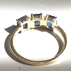 1.3 ctw Emerald Cut Sapphire & Diamond Ring 14k Yellow Gold Three-Stone