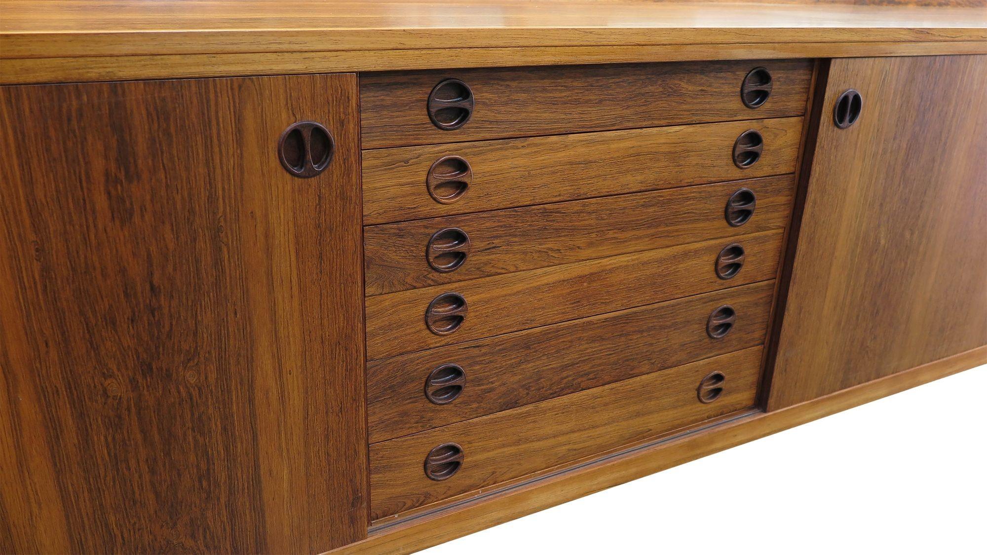 13' Danish Rosewood Wall Mount Sideboard For Sale 4