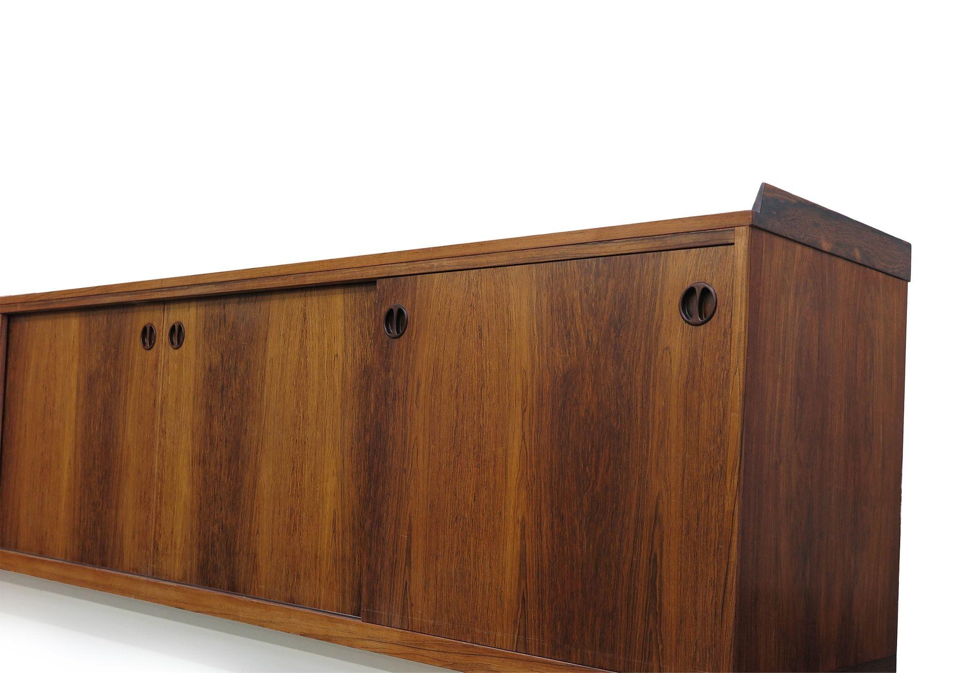 13' Danish Rosewood Wall Mount Sideboard For Sale 1